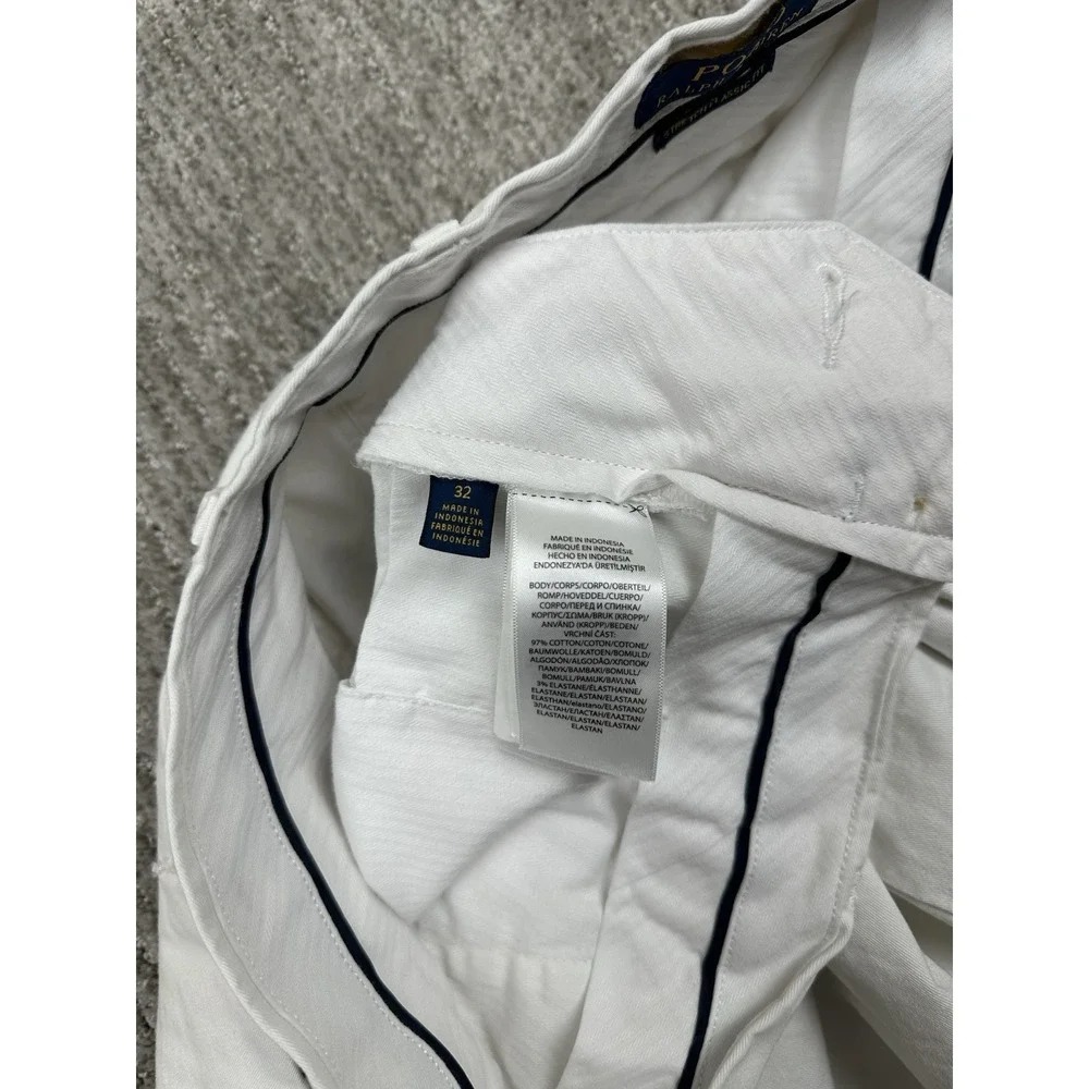 Polo Ralph Lauren Shorts Men 32 White Chino Flat Front All Over Pony Classic AOP